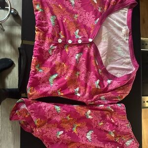 Jordann Jammies Butterfly Pink Floral Button-Up Pajama Set-NWT small